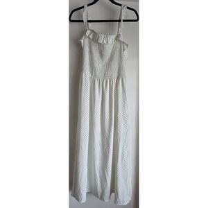 Papermoon Women's Maxi Dress Size L White Polka Dot Sleeveless Long